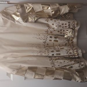Leather jacket cream and gold unique size 3x